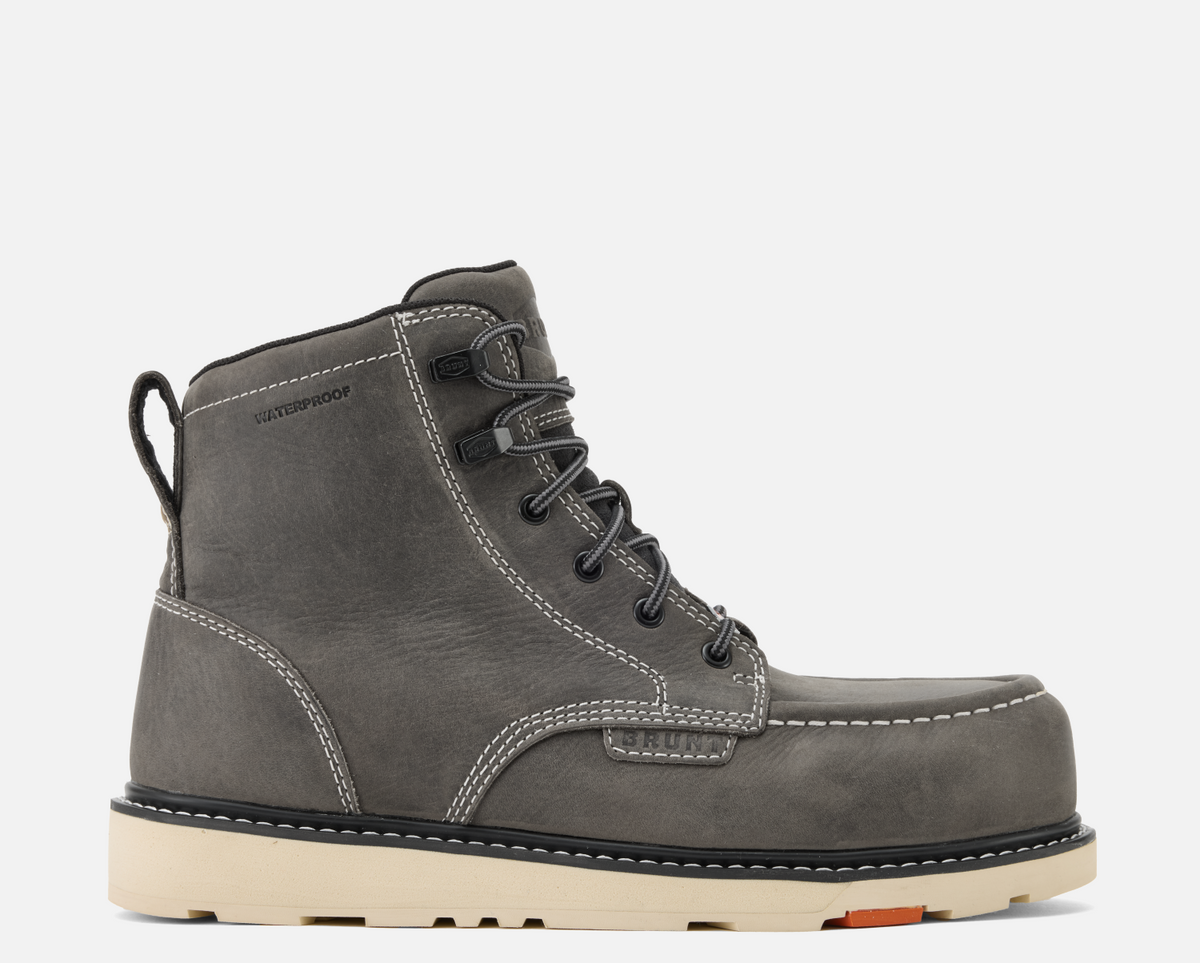 BRUNT Men's Marin 6" Comp Toe Waterproof Work Boot Work Boots BRUNT Grey 10 D/2E