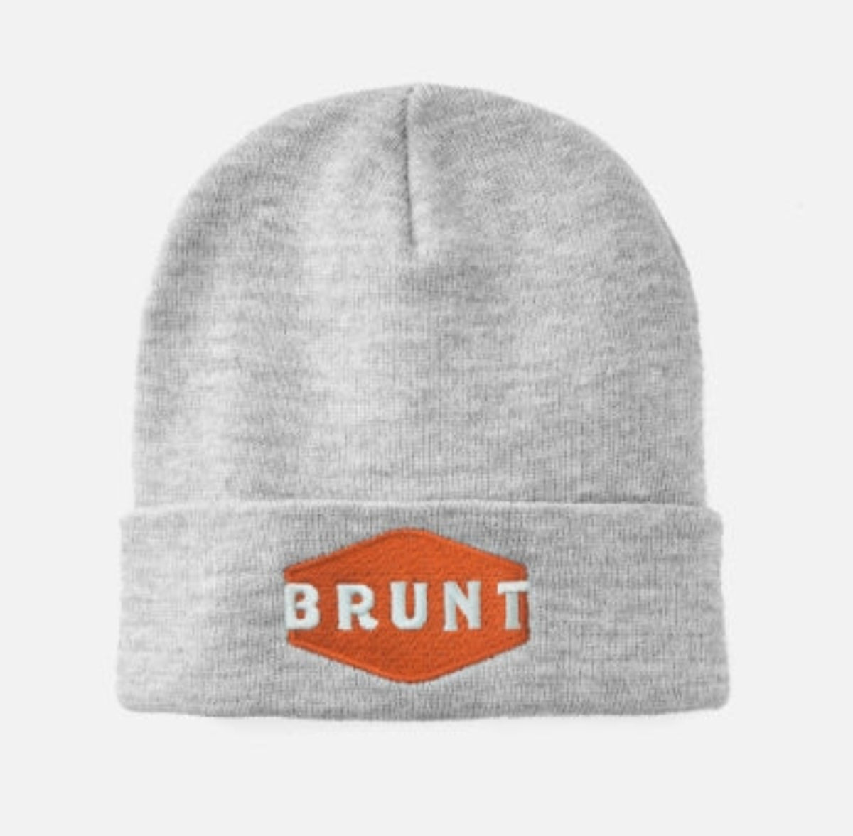BRUNT Men's Cuffed Embroidered Logo Acrylic Beanie Hats & Caps BRUNT Light Grey OS