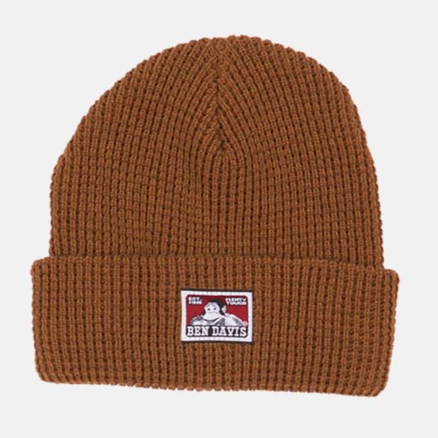 Ben Davis Waffle Knit Logo Patch Cuffed Beanie - Work World - Workwear, Work Boots, Safety Gear