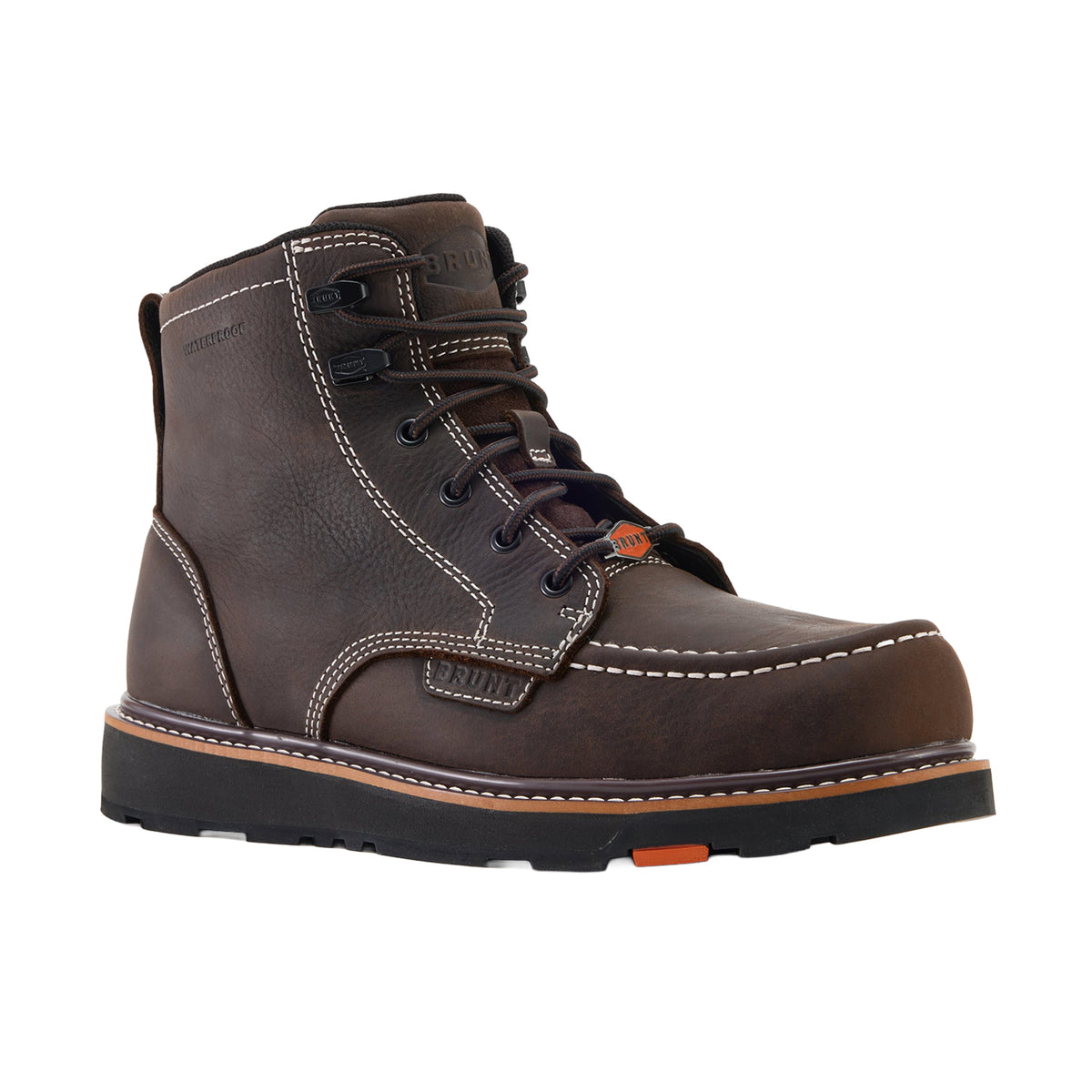 BRUNT Men's Marin 6" Waterproof Moc Toe Work Boot Work Boots BRUNT