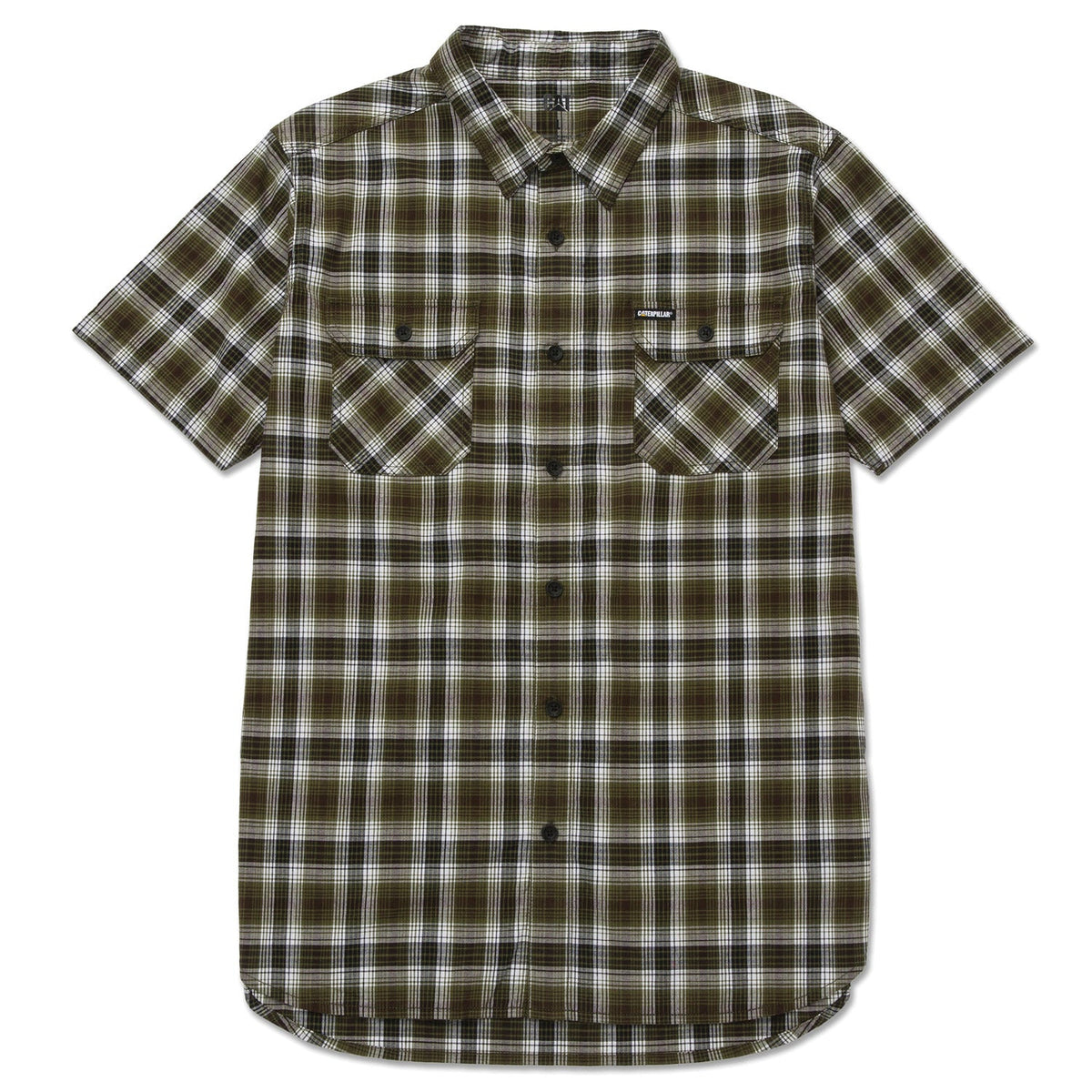 CAT Men's Plaid Button-Downp Short Sleeve Work Shirt Work Shirts CAT