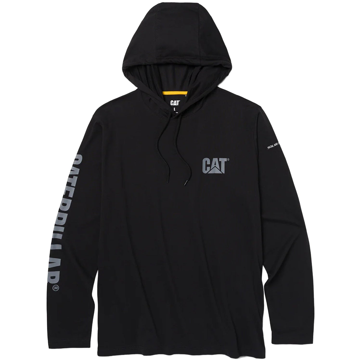 CAT Men's UPF 50 Hooded Long Sleeve T-Shirt Long Sleeve T-Shirts CAT Black 2XL Reg
