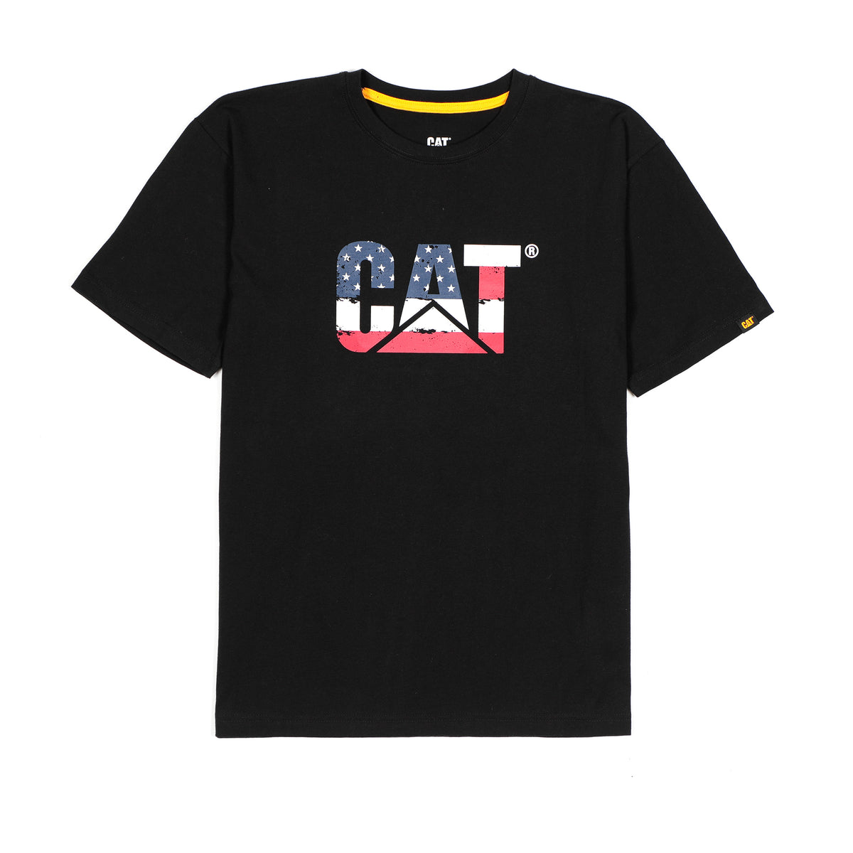 CAT Men&#39;s American Flag Logo Short Sleeve T-Shirt - Work World - Workwear, Work Boots, Safety Gear