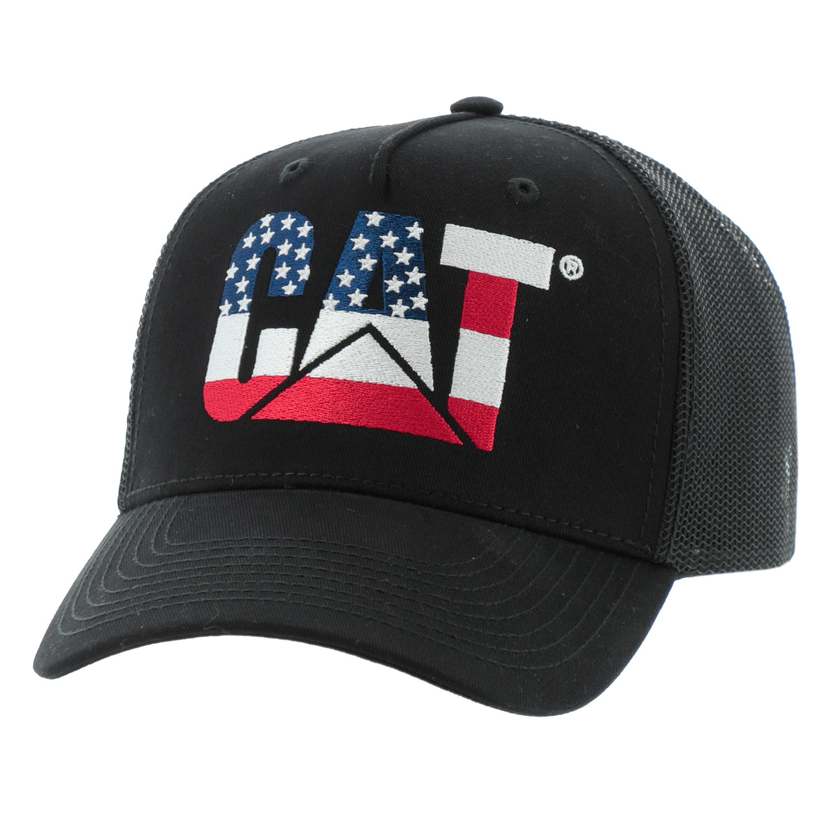 CAT American Flag Logo Trucker Hat - Work World - Workwear, Work Boots, Safety Gear