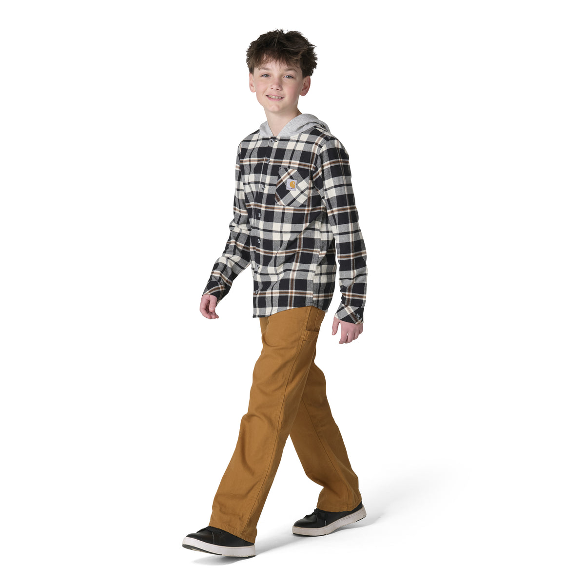Carhartt Kids' Long Sleeve Flannel Button-Front Hooded Shirt