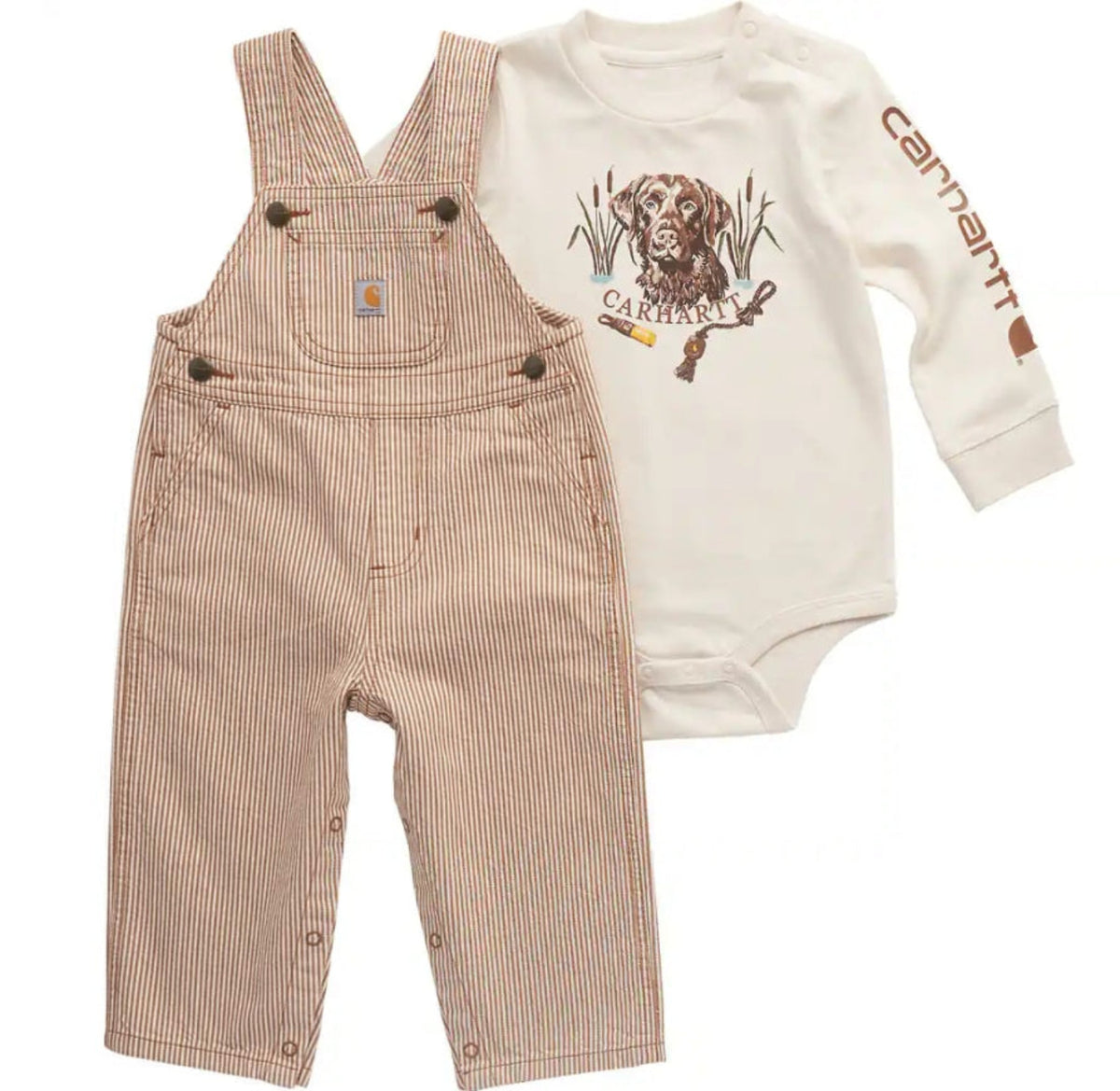 Carhartt Boys' Long Sleeve T-Shirt + Stripe Overall Set - Work World - Workwear, Work Boots, Safety Gear