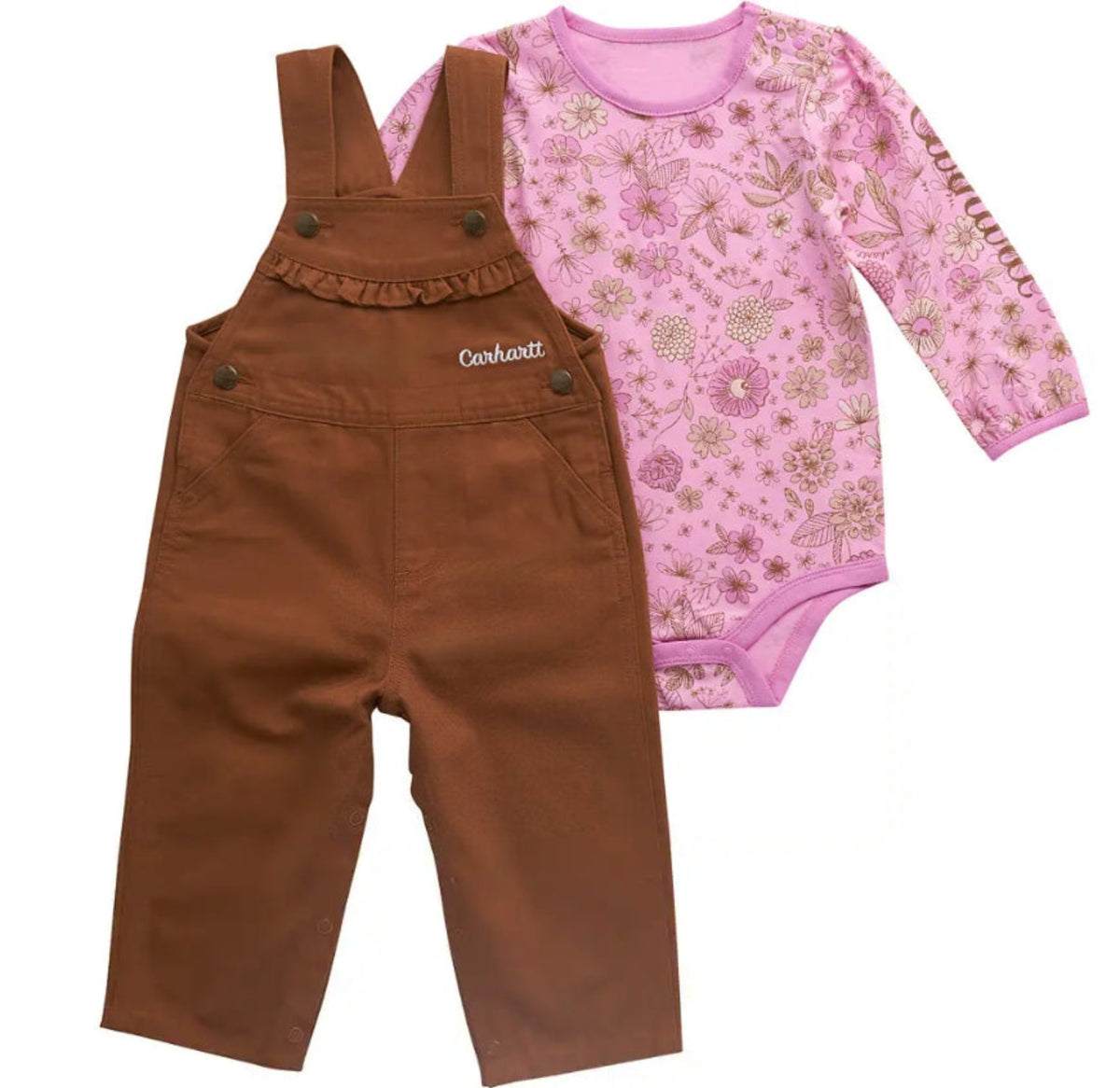 Carhartt Girls' Long Sleeve Floral Bodysuit + Overall Set - Work World - Workwear, Work Boots, Safety Gear