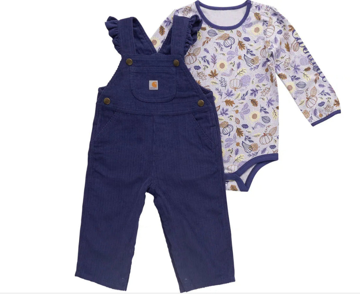 Carhartt Girls' Long Sleeve Bodysuit + Corduroy Overall Set - Work World - Workwear, Work Boots, Safety Gear