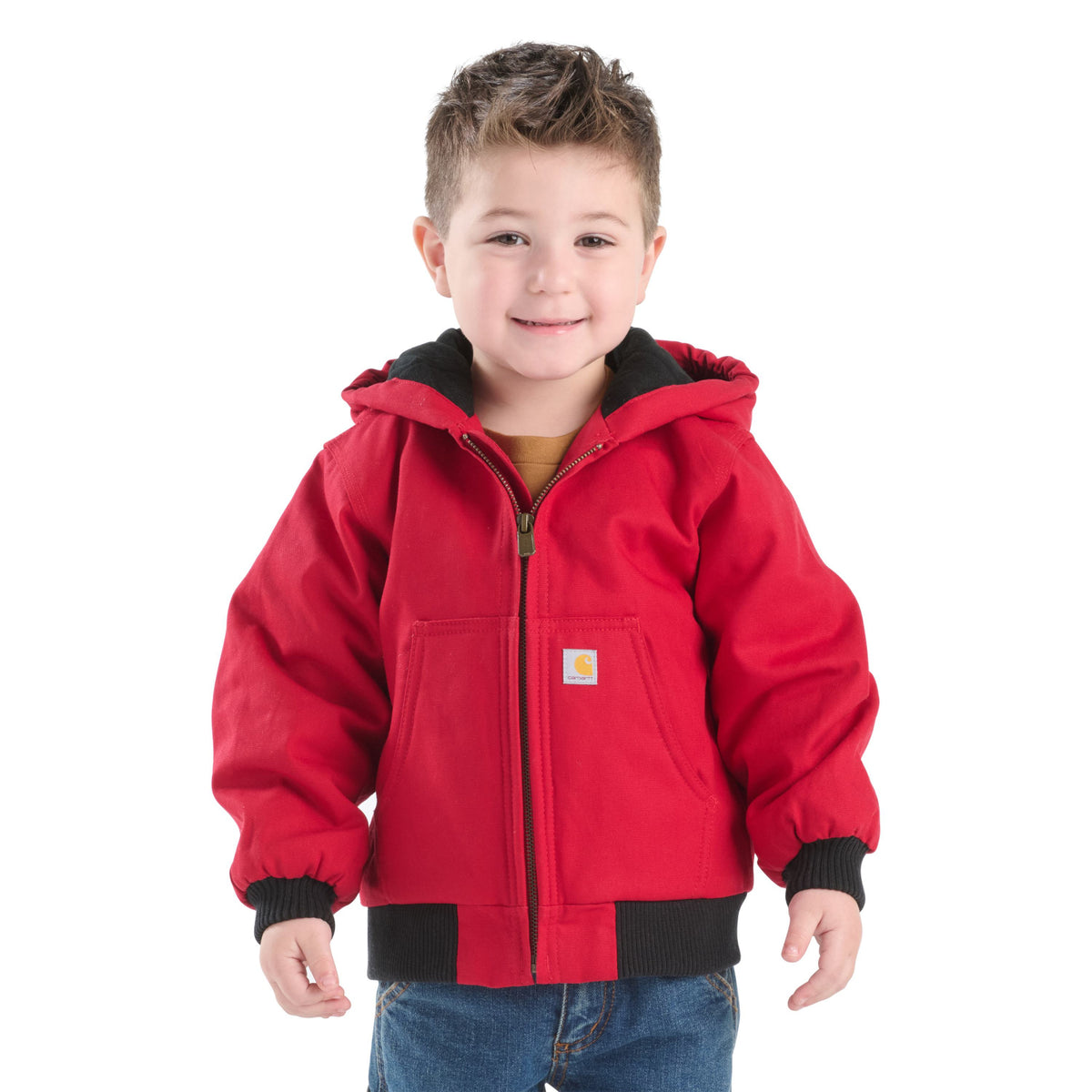 Carhartt Kids' Canvas Insulated Hooded Active Jacket Jackets & Coats Carhartt Tibetan Red 2T Toddler