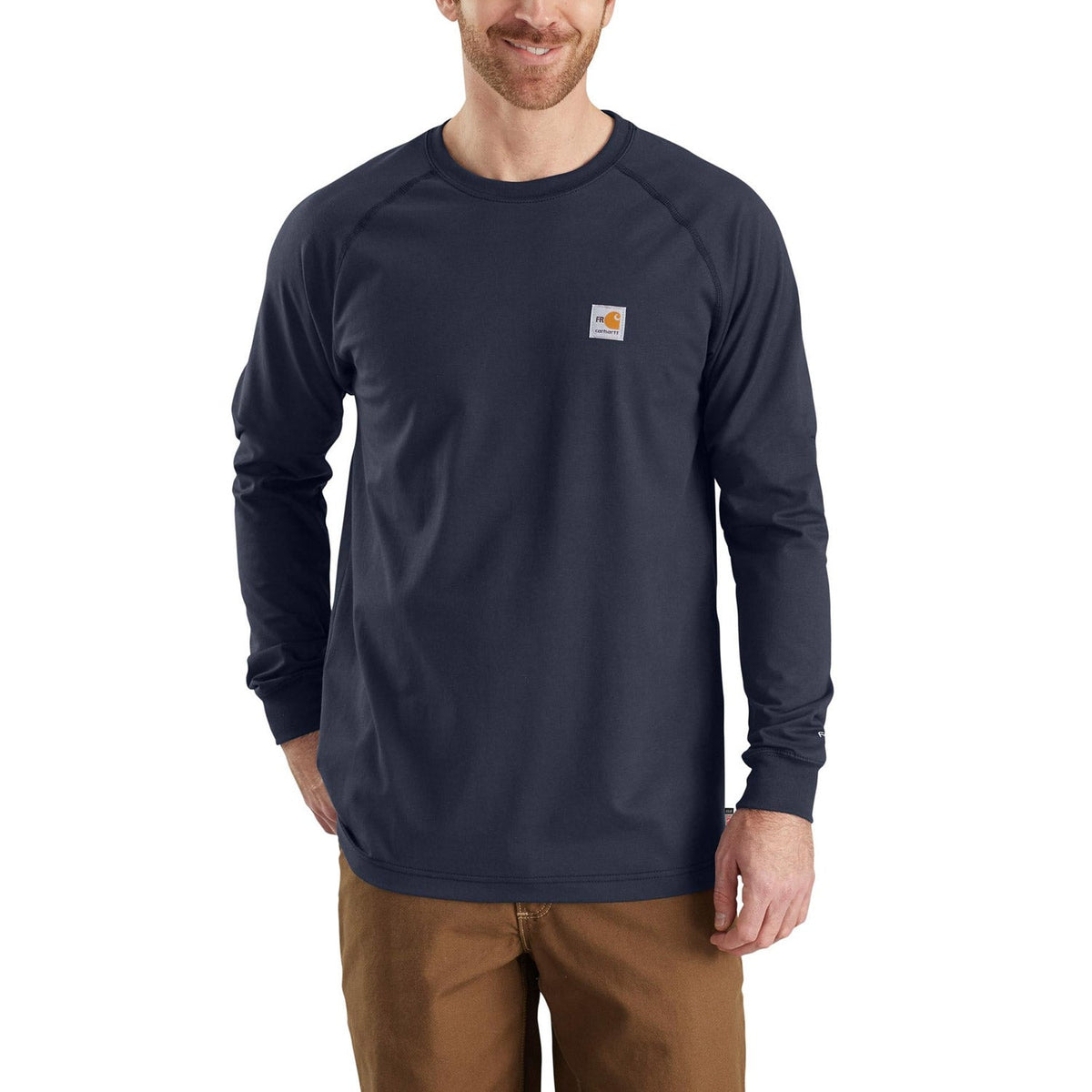 Carhartt Men's Flame Resistant Force Long Sleeve T-Shirt Long Sleeve T-Shirts Carhartt Dark Navy 2XL Reg