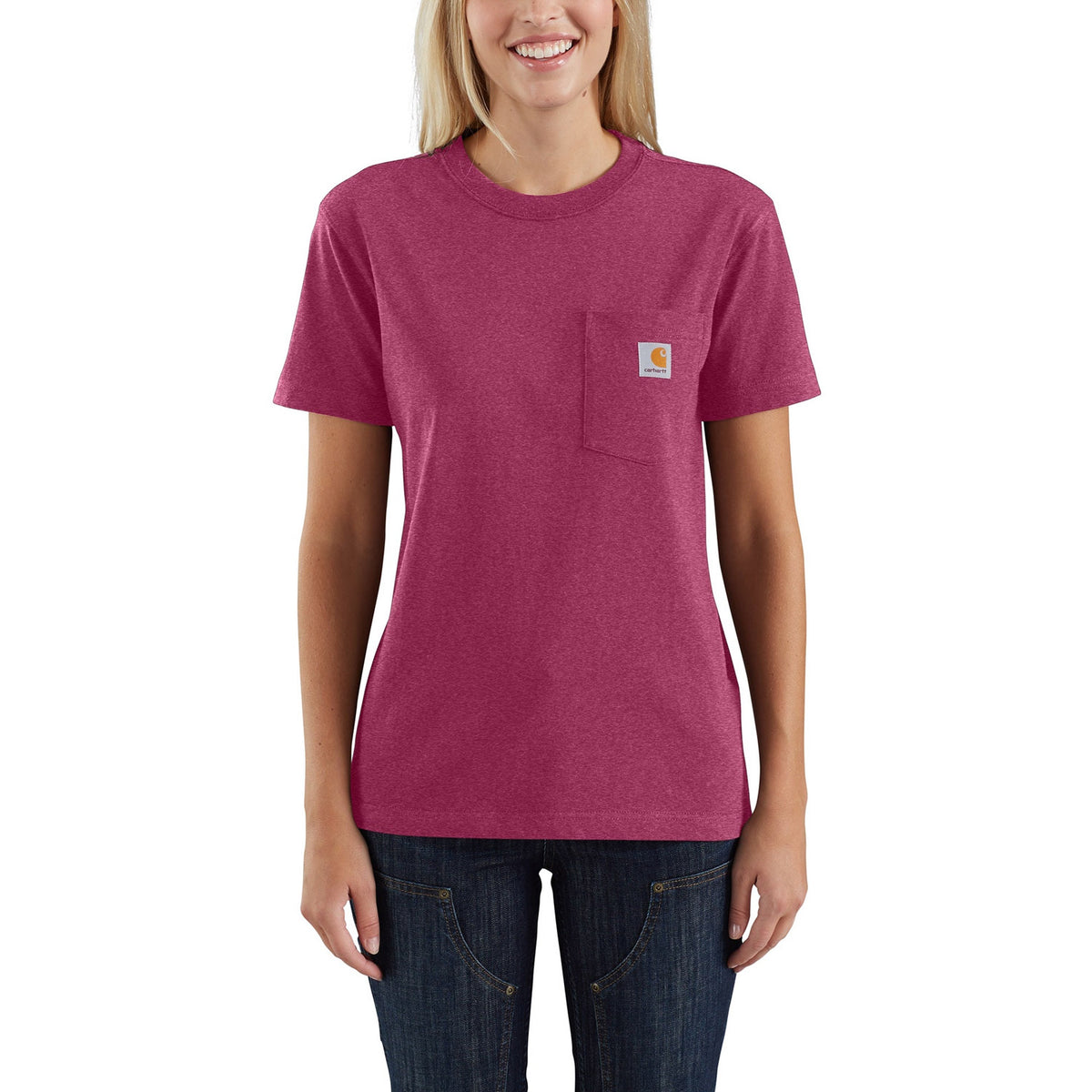Carhartt Women&#39;s Short Sleeve Pocket T-Shirt_Beet Red Heather - Work World - Workwear, Work Boots, Safety Gear
