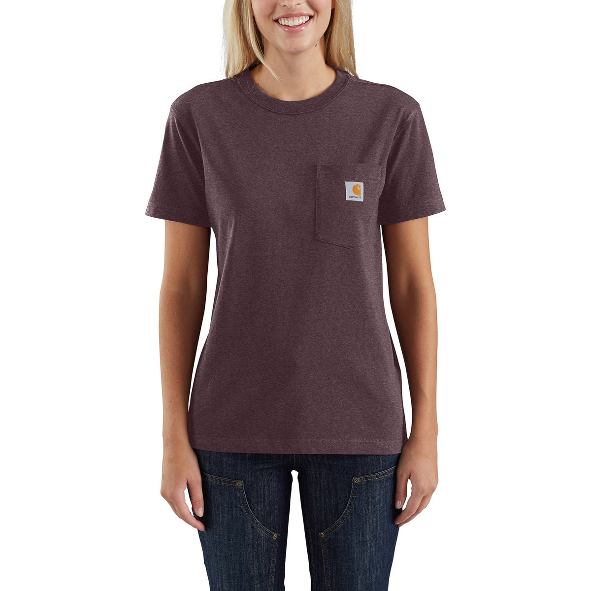 Carhartt Women&#39;s Short Sleeve Pocket T-Shirt_Blackberry Heather - Work World - Workwear, Work Boots, Safety Gear