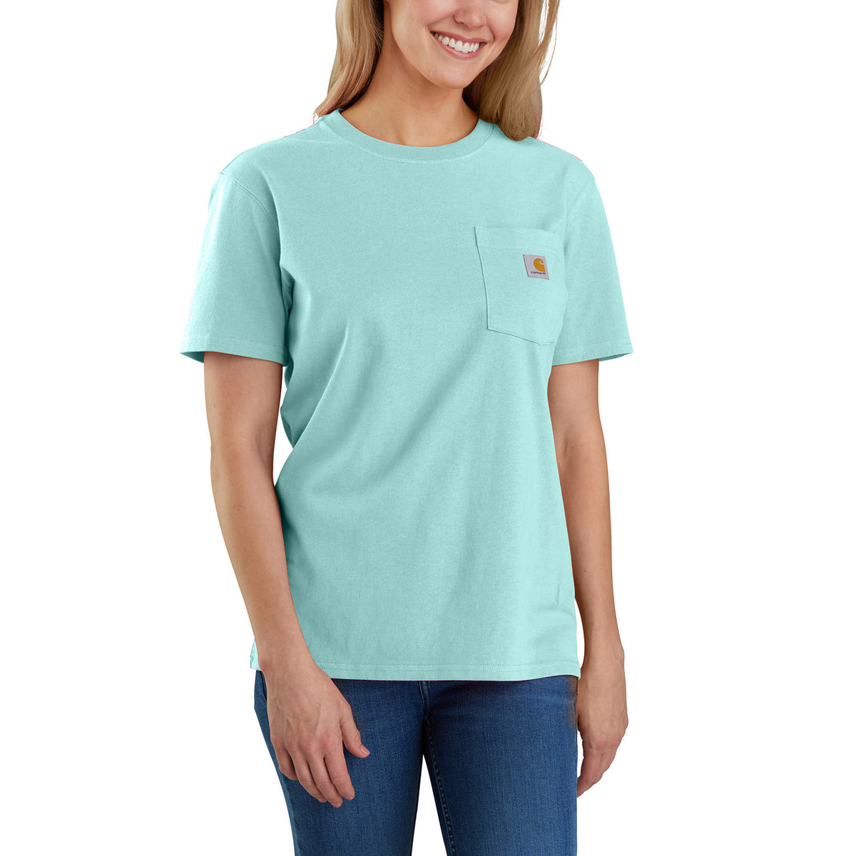 Carhartt Women&#39;s Short Sleeve Pocket T-Shirt_Pastel Turquoise - Work World - Workwear, Work Boots, Safety Gear