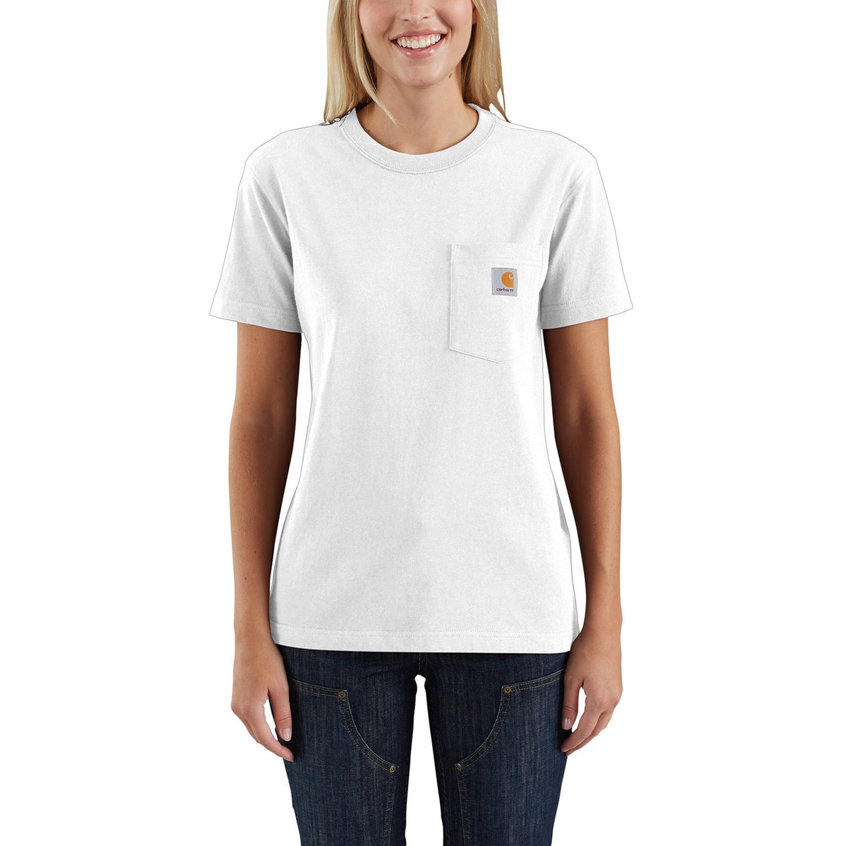 Carhartt Women&#39;s Short Sleeve Pocket T-Shirt_White - Work World - Workwear, Work Boots, Safety Gear