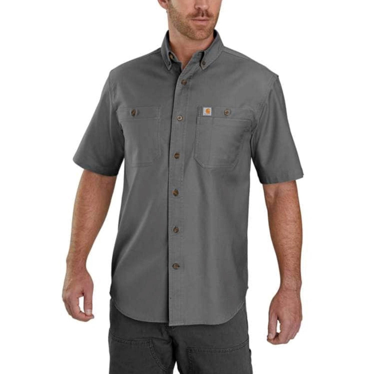 Carhartt Men's Rugged Flex® Relaxed Fit Midweight Canvas Work Shirt Work Shirts Carhartt Gravel 2XL Reg