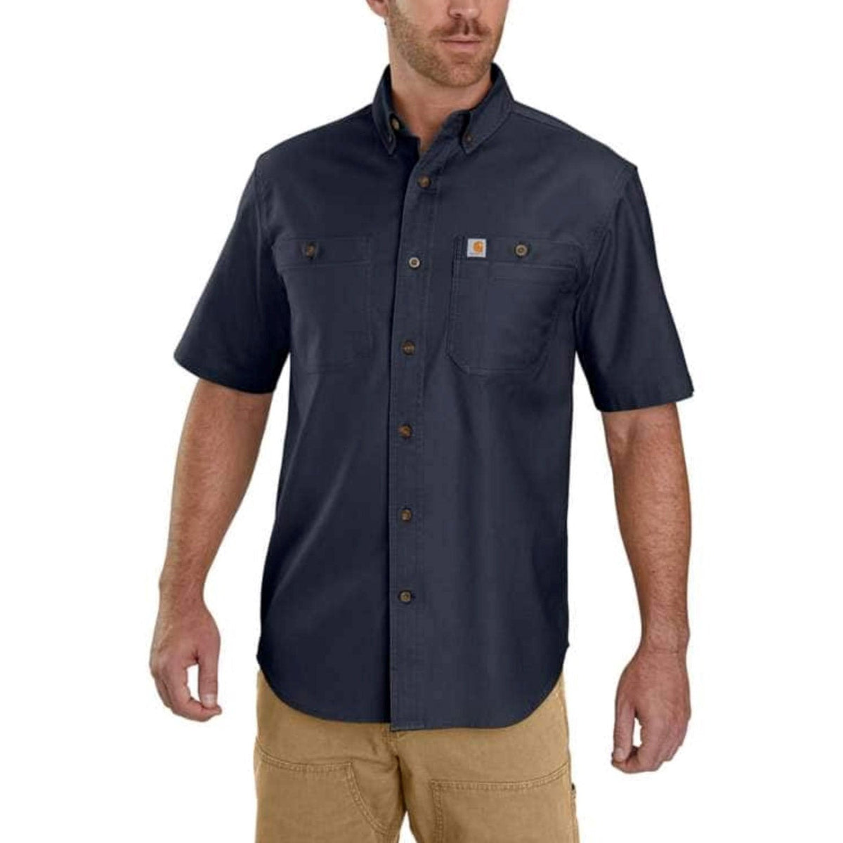 Carhartt Men's Rugged Flex® Relaxed Fit Midweight Canvas Work Shirt Work Shirts Carhartt Navy 2XL Reg