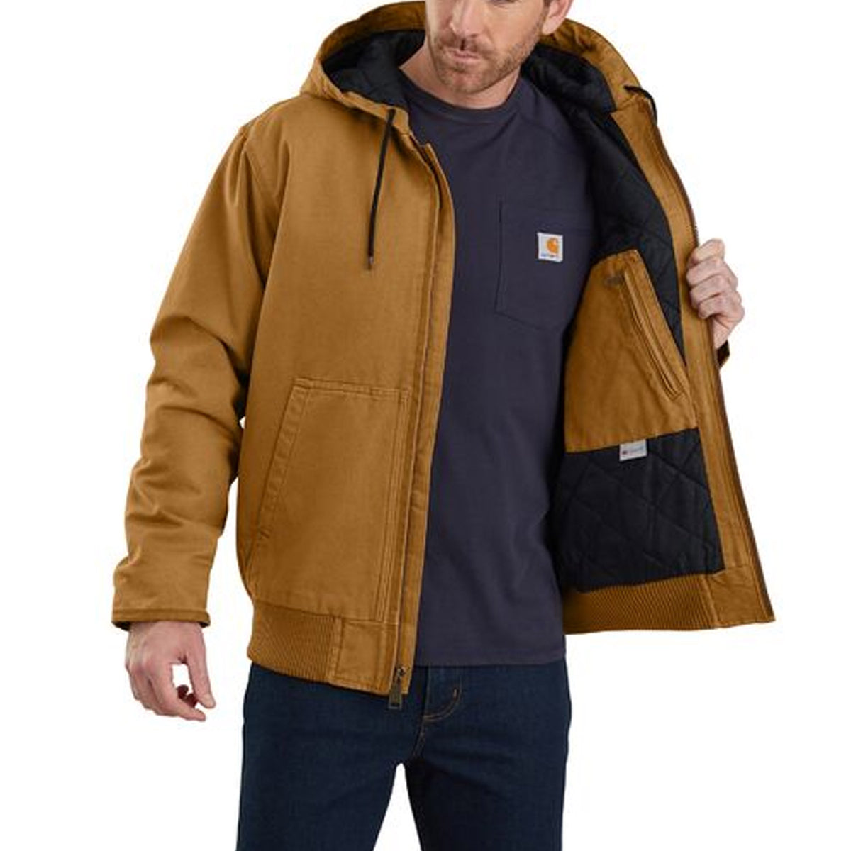 Carhartt Men&#39;s Loose Fit Washed Duck Insulated Active Jac-3 Jacket - Work World - Workwear, Work Boots, Safety Gear