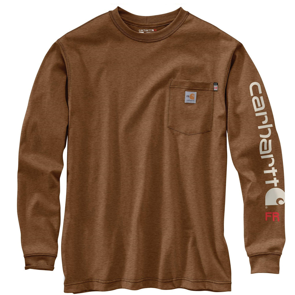 Carhartt Men's Flame Resistant Force® Graphic Long Sleeve T-Shirt Long Sleeve T-Shirts Carhartt Oiled Walnut Heather 2XL Reg