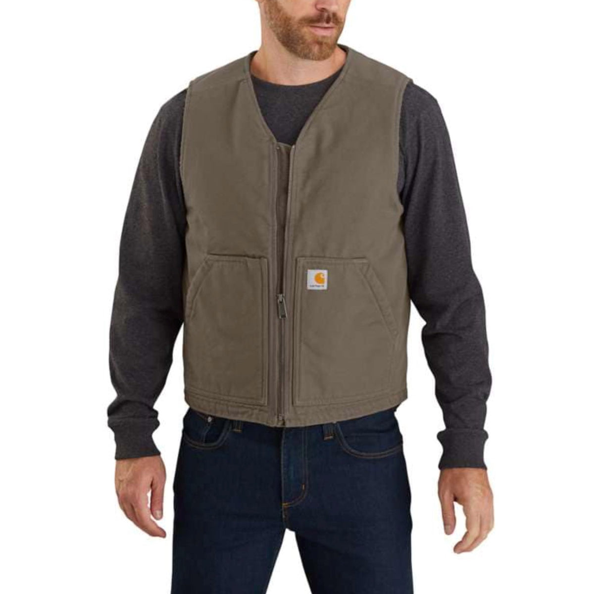 Carhartt Men&#39;s Washed Duck Sherpa Lined Vest - Work World - Workwear, Work Boots, Safety Gear