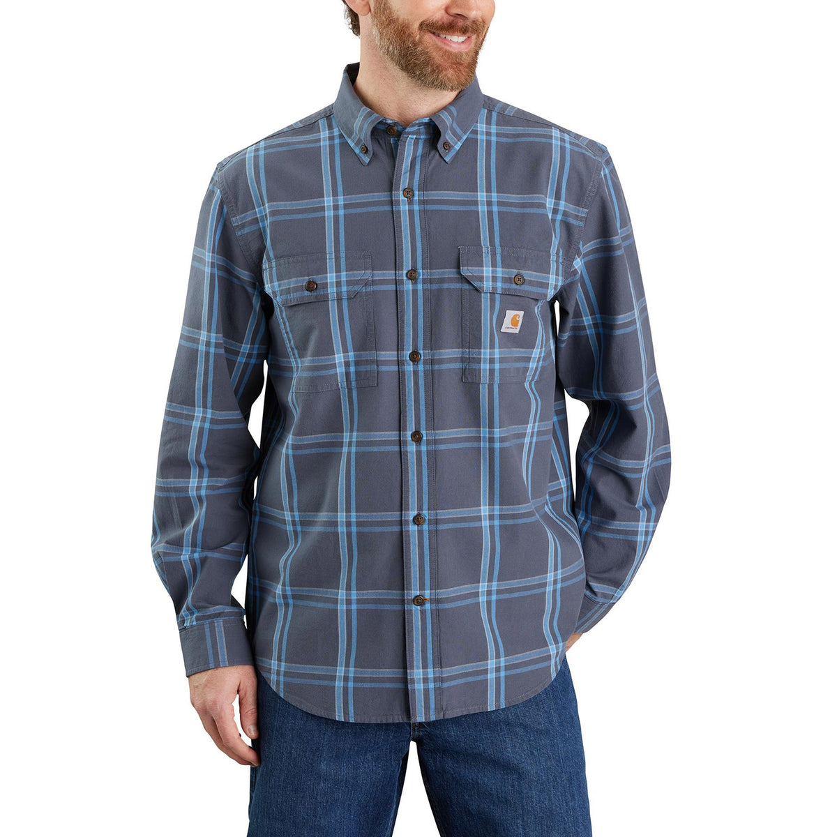 Carhartt Men&#39;s Loose Fit Chambray Long Sleeve Plaid Shirt - Work World - Workwear, Work Boots, Safety Gear