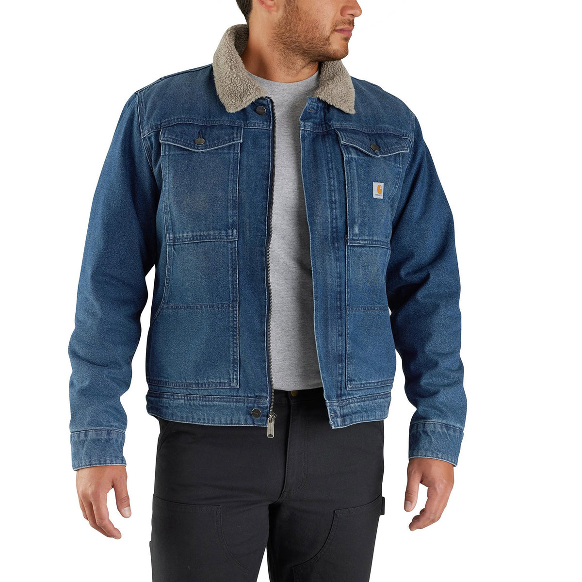 Carhartt Men&#39;s Relaxed Fit Denim Sherpa-Lined Jacket - Work World - Workwear, Work Boots, Safety Gear