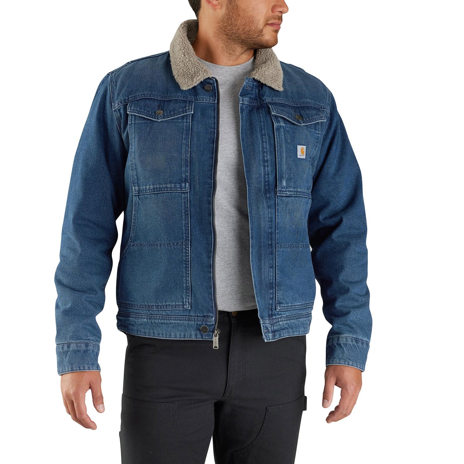 Carhartt Men's Relaxed Fit Denim Sherpa-Lined Jacket - Work World - Workwear, Work Boots, Safety Gear