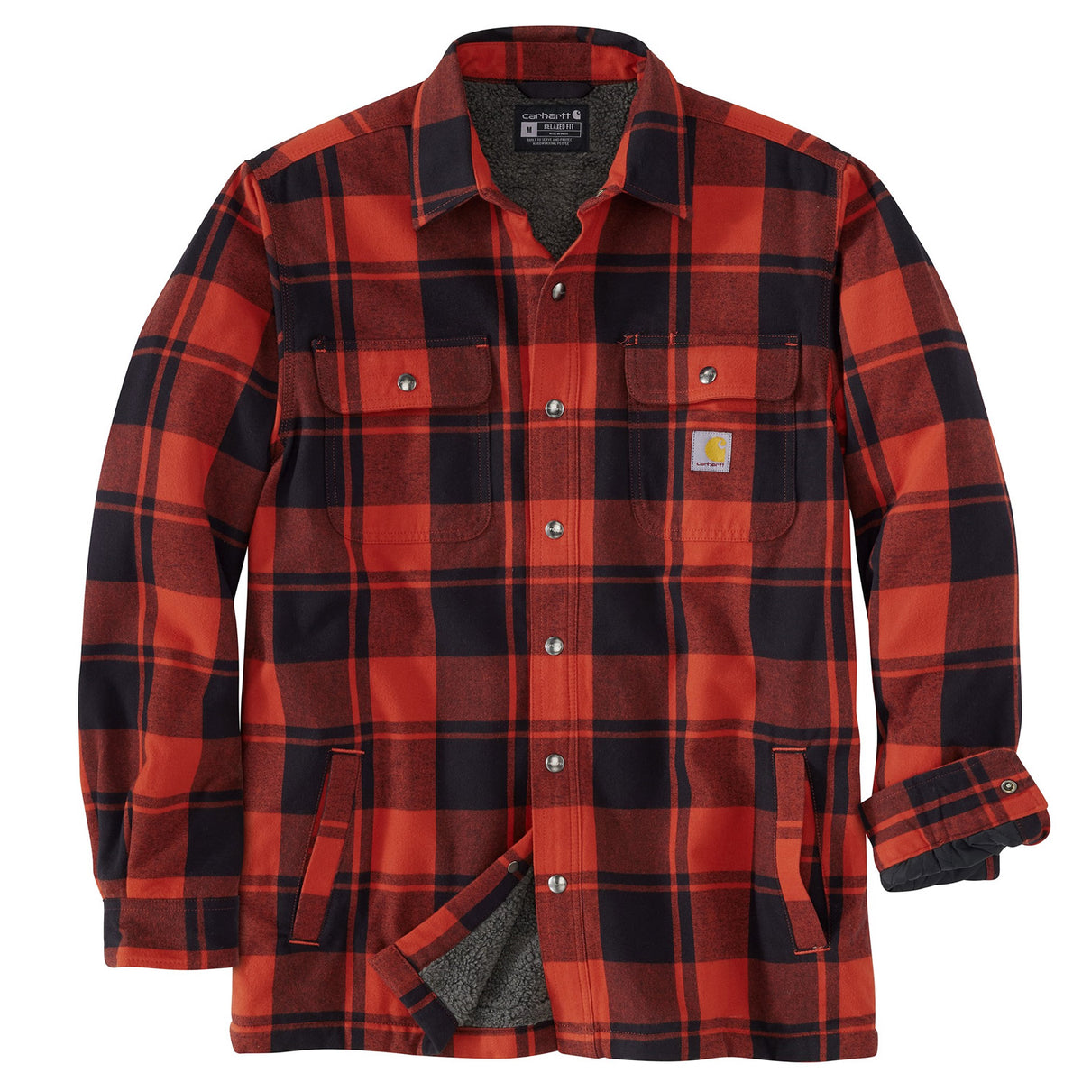 Carhartt Men&#39;s Relaxed Fit Sherpa-Lined Snap-Up Flannel Shirt Jac - Work World - Workwear, Work Boots, Safety Gear