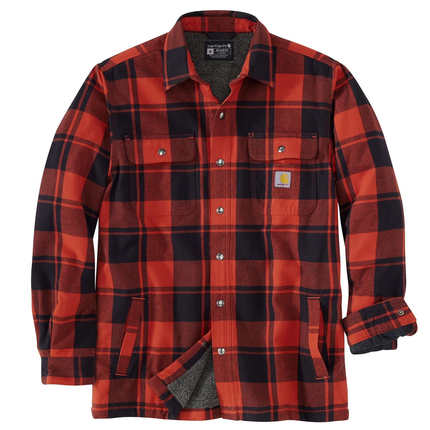 Carhartt Men's Relaxed Fit Sherpa-Lined Snap-Up Flannel Shirt Jac - Work World - Workwear, Work Boots, Safety Gear