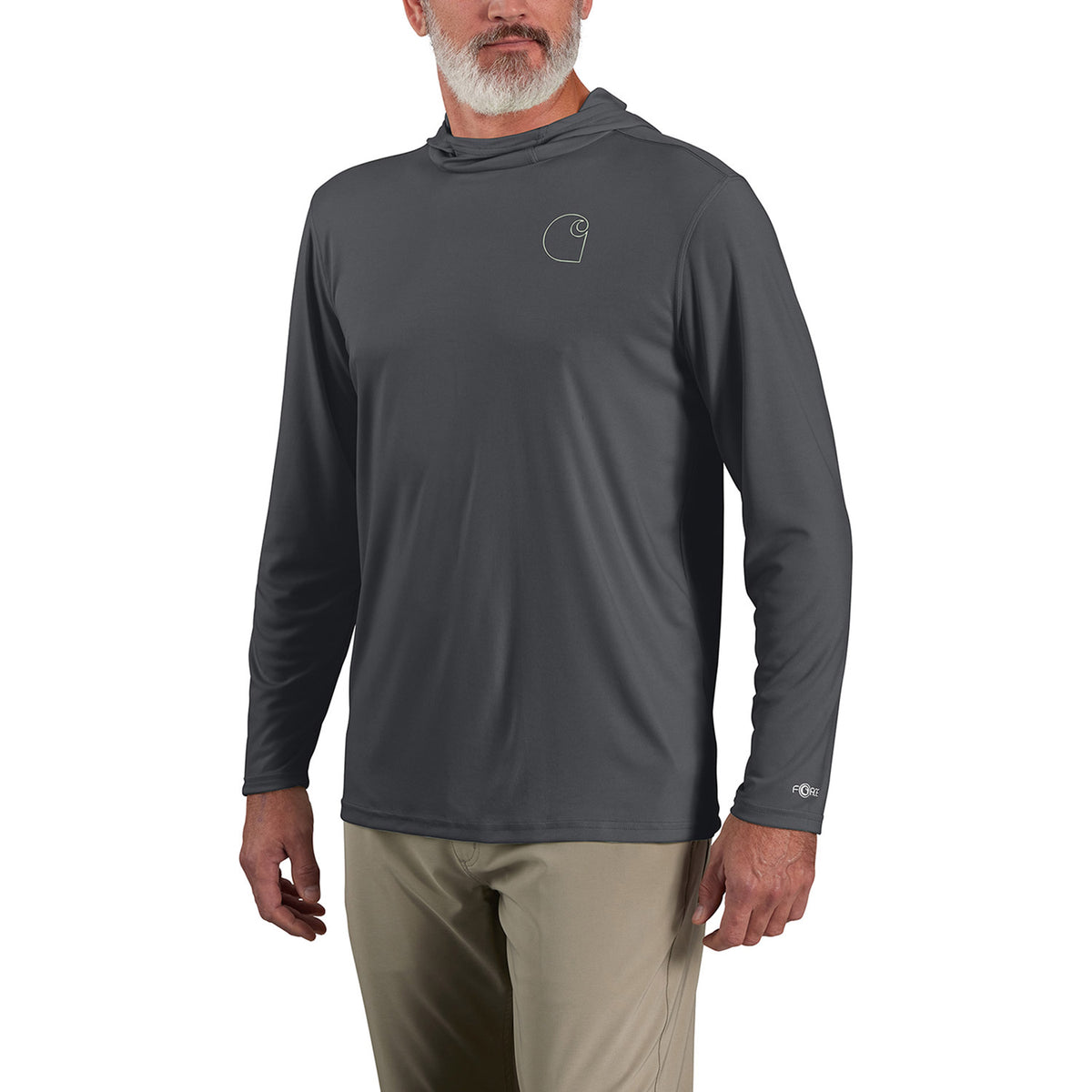 Carhartt Men&#39;s Force Sun Defender™ Hooded Logo Long Sleeve T-Shirt - Work World - Workwear, Work Boots, Safety Gear