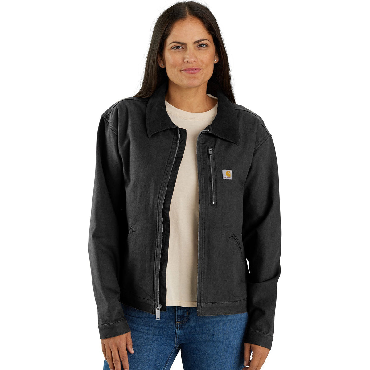 Carhartt Women's Re-Engineered Rugged Flex® Loose Fit Canvas Detroit Jacket Jackets & Coats Carhartt Black 2XL Reg