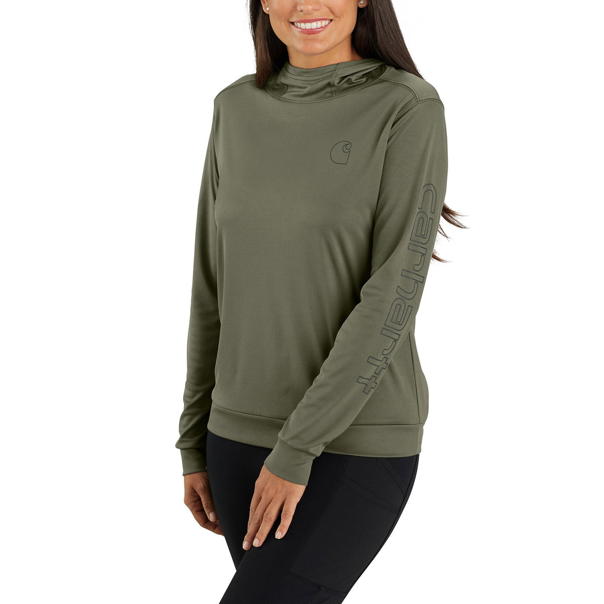 Carhartt Women&#39;s Force Sun Defender™ Relaxed Fit Long Sleeve Graphic Hooded T-Shirt - Work World - Workwear, Work Boots, Safety Gear