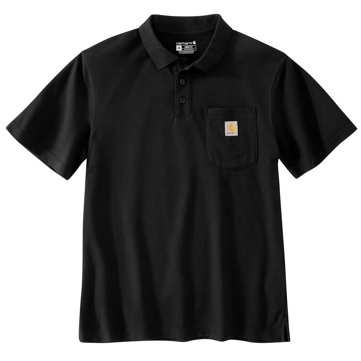 Carhartt Men's Loose Fit Midweight Pocket Short Sleeve Polo Shirt Work Shirts Carhartt Black 2XL Reg