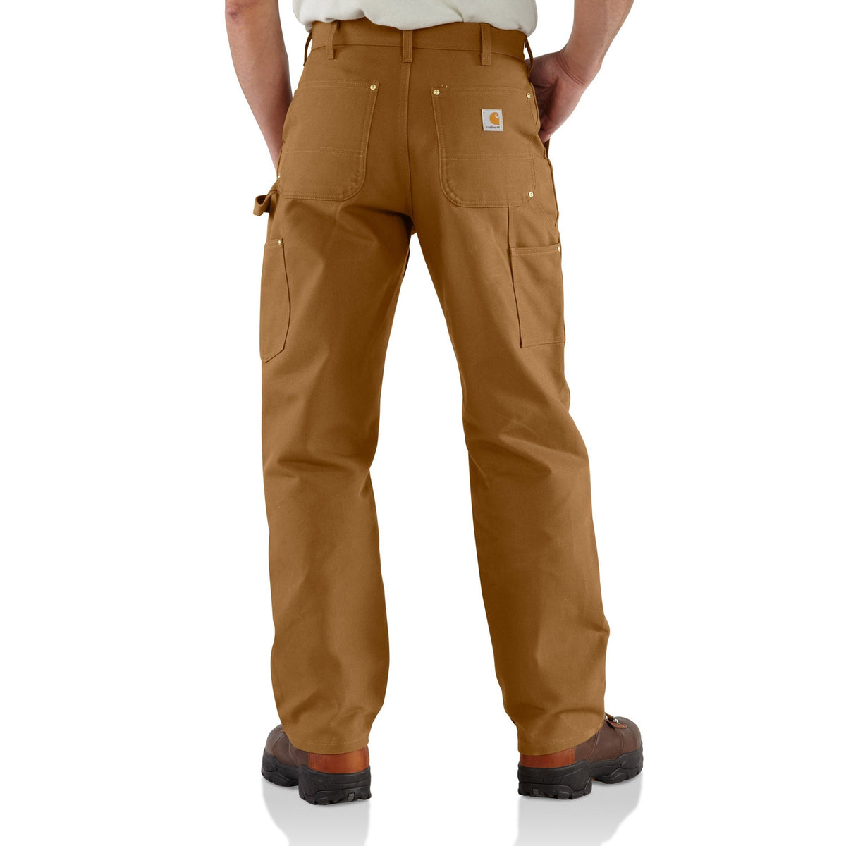 Carhartt Men&#39;s Firm Duck Double-Front Work Dungaree_Brown - Work World - Workwear, Work Boots, Safety Gear