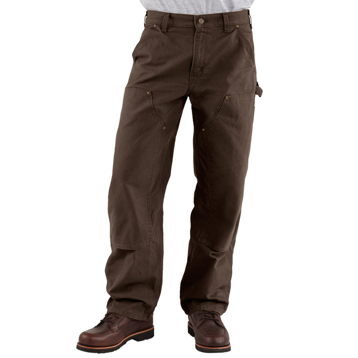 Carhartt Men&#39;s Washed Duck Double-Front Work Dungaree_Dark Brown - Work World - Workwear, Work Boots, Safety Gear