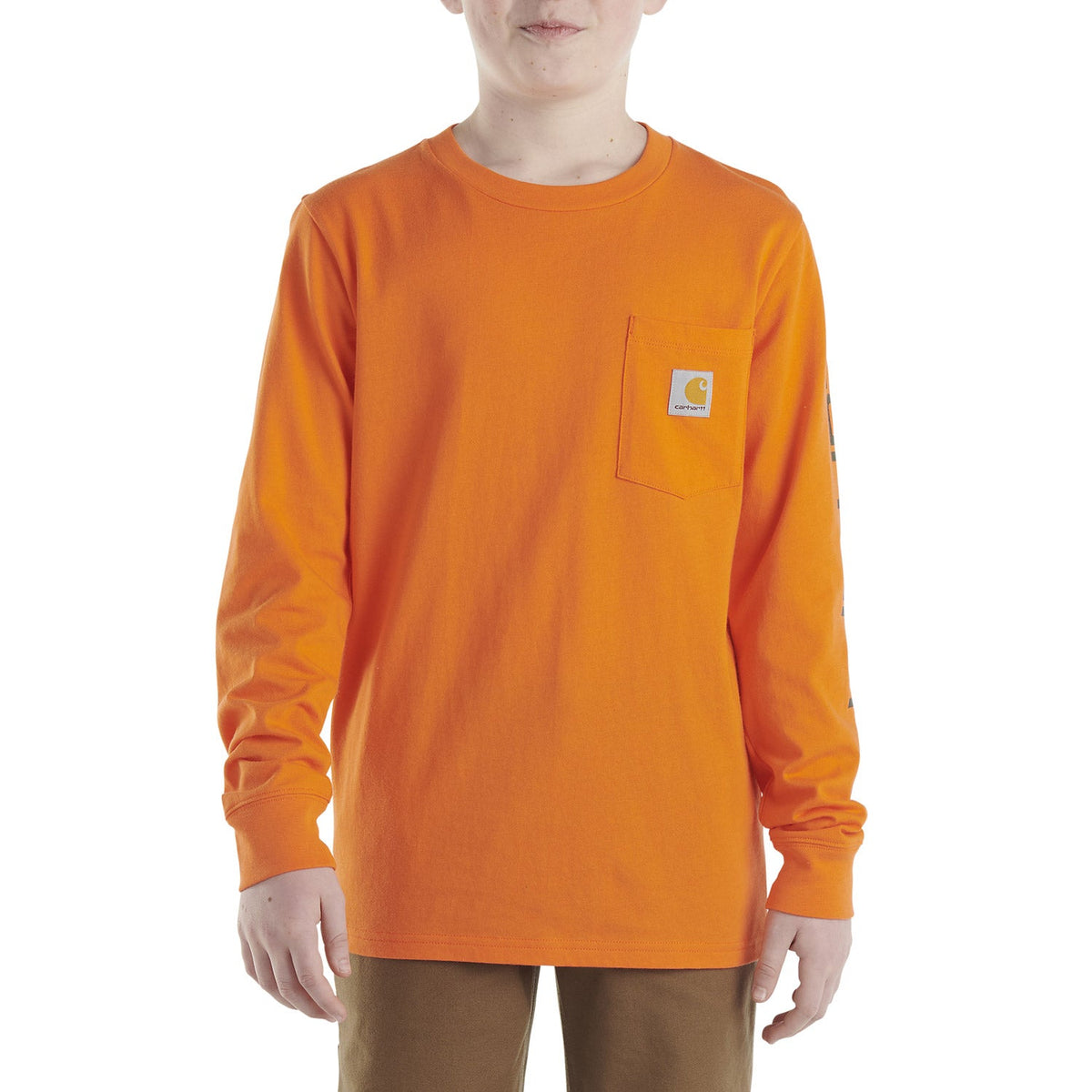 Carhartt Kid's Long Sleeve Pocket T-Shirt Long Sleeve T-Shirts Carhartt Exotic Orange L 14/16 Big Kid