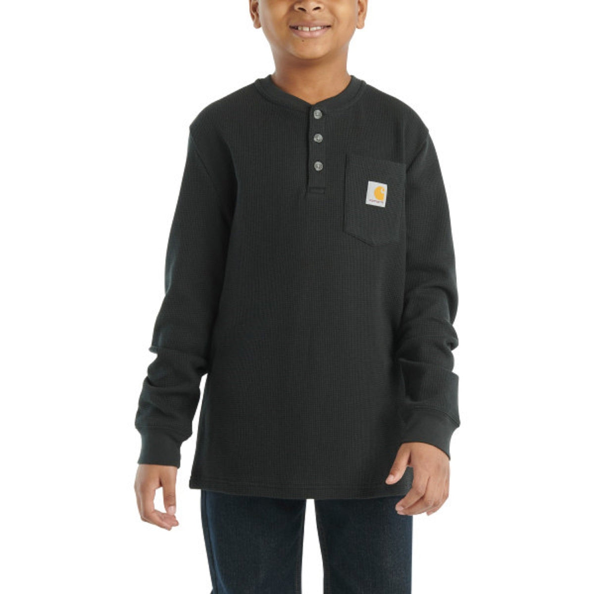 Carhartt Boys' Logo Chest Pocket Long Sleeve Henley T-Shirt Long Sleeve T-Shirts Carhartt