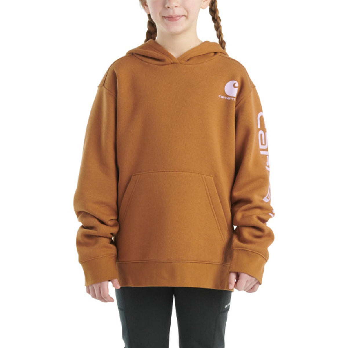Carhartt Girls' Logo Graphic Hooded Sweatshirt Sweatshirts & Hoodies Carhartt Brown 4 Little Kid