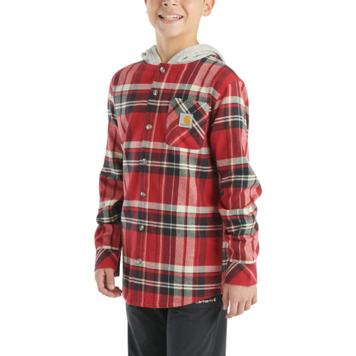 Carhartt Boys' Long Sleeve Flannel Button-Front Hooded Shirt Work Shirts Carhartt