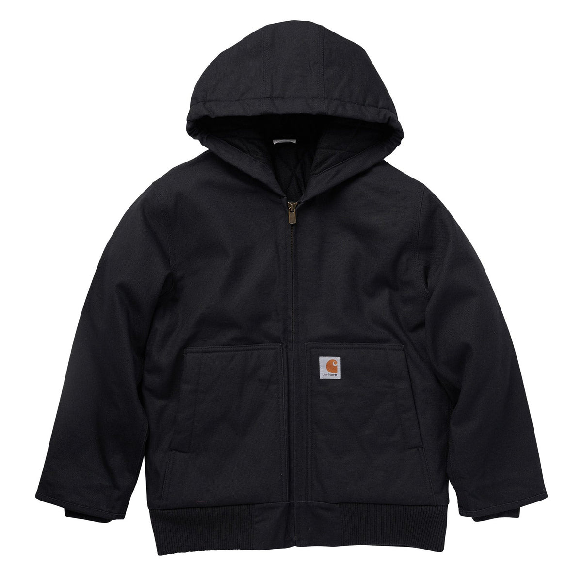 Carhartt Kids' Flannel Quilt Hooded Active Jacket Jackets & Coats Carhartt Caviar Black L 14/16 Big Kid