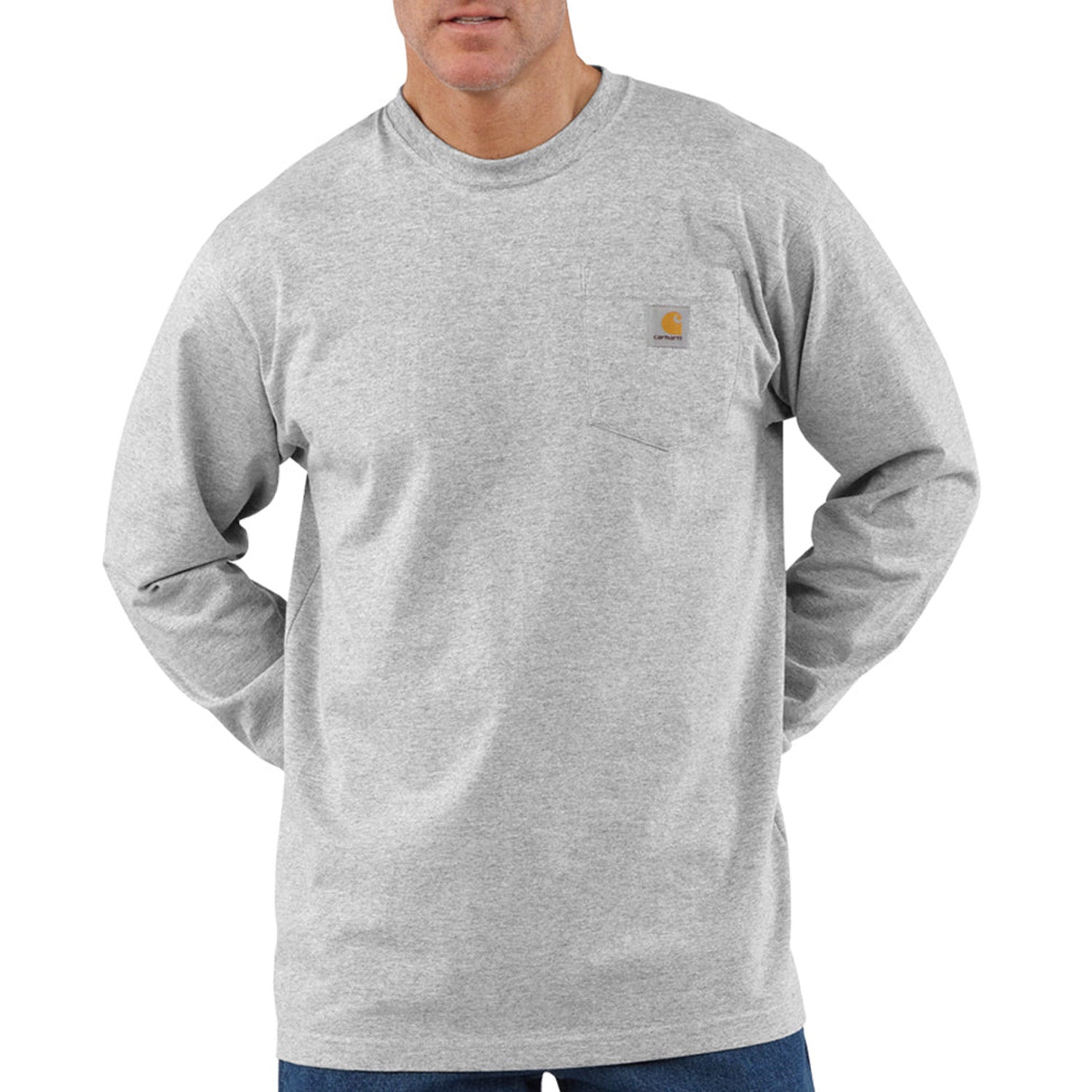 Carhartt Men's Long Sleeve Pocket T-Shirt_Heather Grey - Work World - Workwear, Work Boots, Safety Gear