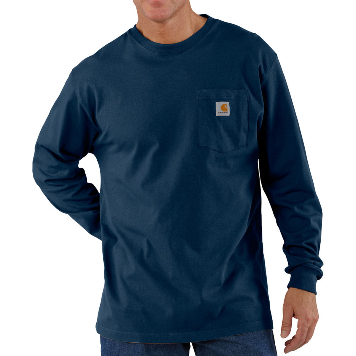 Carhartt Men&#39;s Long Sleeve Pocket T-Shirt_Navy - Work World - Workwear, Work Boots, Safety Gear
