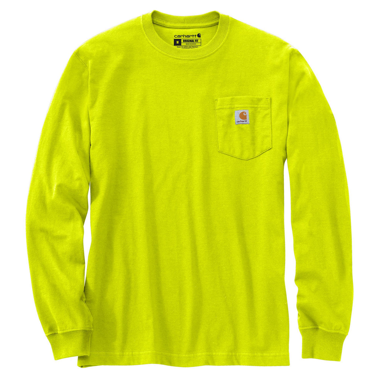 Carhartt Men&#39;s Long Sleeve Pocket T-Shirt_Brite Lime - Work World - Workwear, Work Boots, Safety Gear