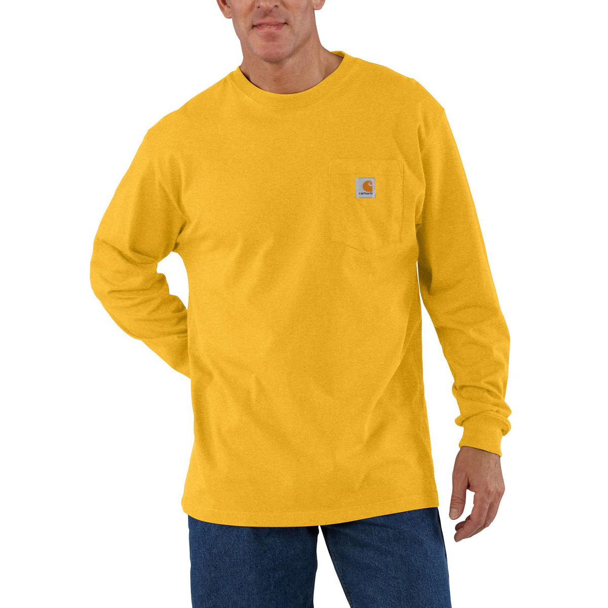 Carhartt Men&#39;s Long Sleeve Pocket T-Shirt_Honeycomb Heather - Work World - Workwear, Work Boots, Safety Gear