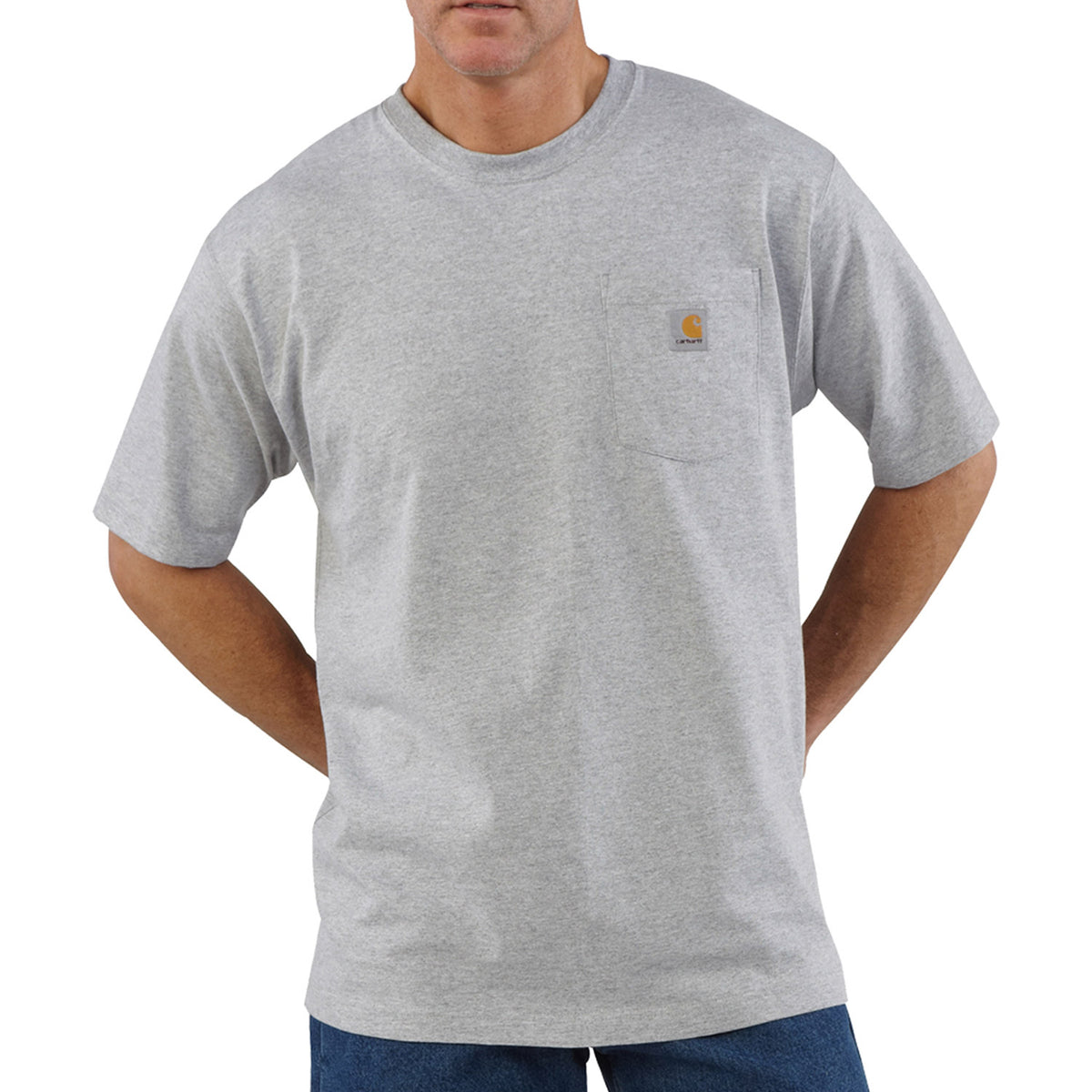 Carhartt Men&#39;s Short Sleeve Pocket T-Shirt_Heather Grey - Work World - Workwear, Work Boots, Safety Gear
