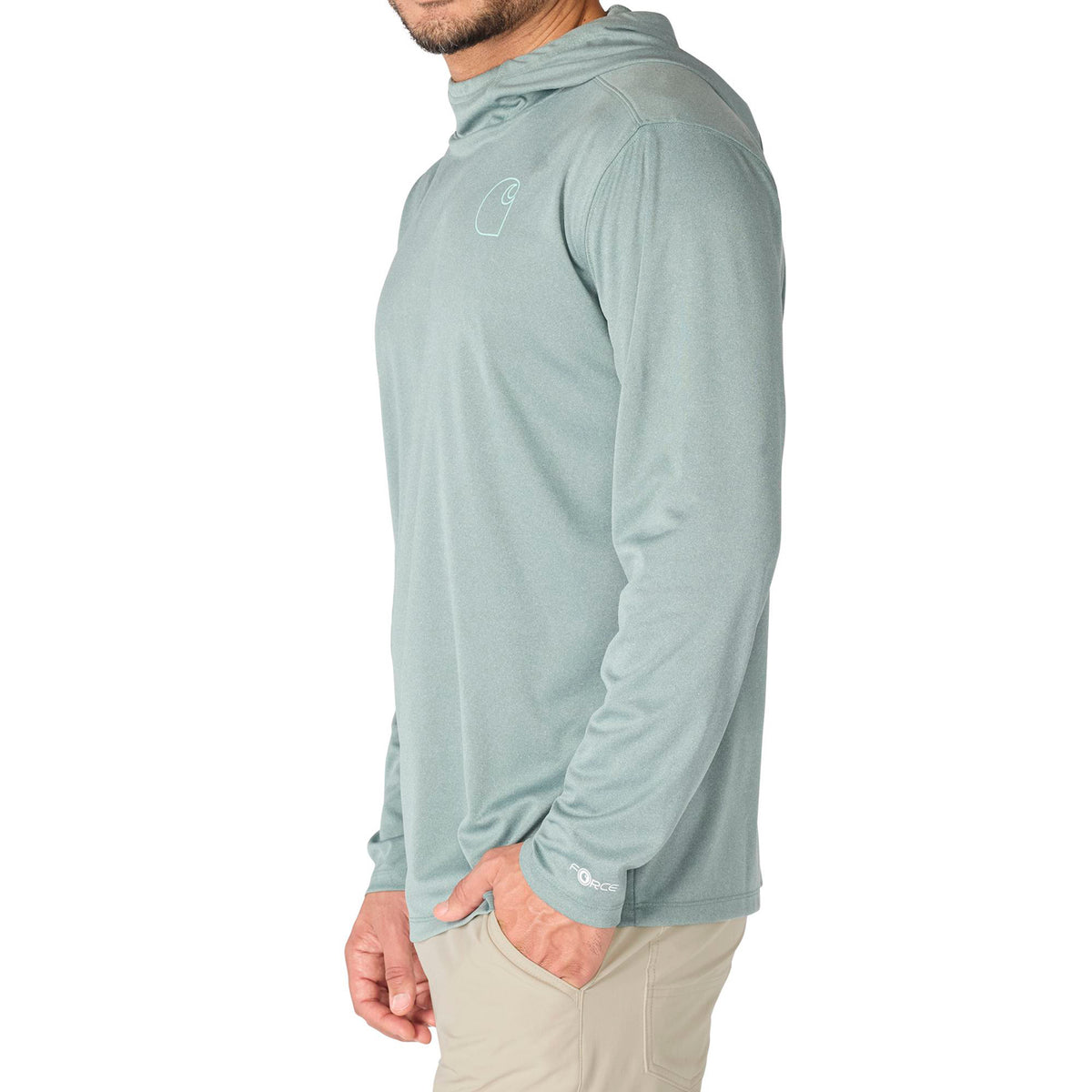 Carhartt Men's Force Sun Defender Hooded Logo Long Sleeve T-Shirt Long Sleeve T-Shirts Carhartt