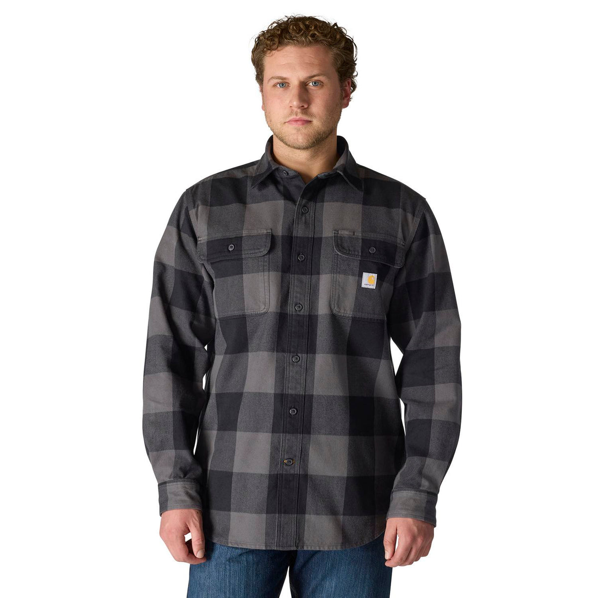 Carhartt Men's Loose Fit Heavyweight Long Sleeve Flannel Plaid Work Shirt Work Shirts Carhartt Gravel 2XL Reg