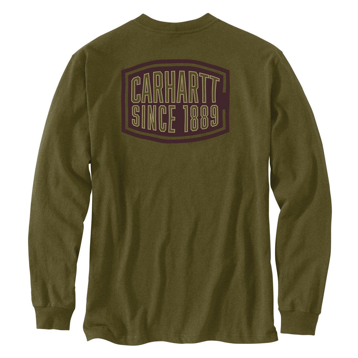 Carhartt Men's Loose Fit Heavyweight Long-Sleeve Pocket 1889 Graphic T-Shirt Long Sleeve T-Shirts Carhartt Green Heather 2XL Reg