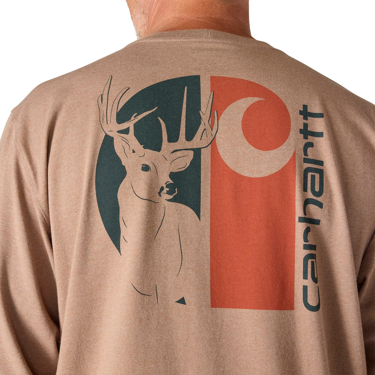 Carhartt Men's Loose Fit Heavyweight Long-Sleeve Pocket Deer Graphic T-Shirt