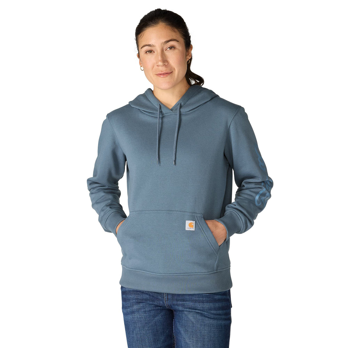 Carhartt Women's Sawyer Script Logo Sweatshirt Sweatshirts & Hoodies Carhartt Iron Blue 2XL Reg
