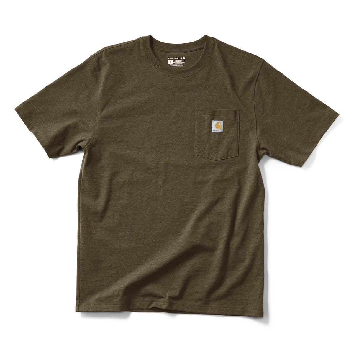 Brown t-shirt with a pocket on a white background